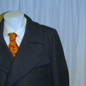 Toast Blue Gabardine Moon Fabric Navy Blue Double Breasted Peacoat 40